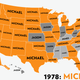 Illustration for article titled Map: Six Decades of the Most Popular Names for Boys, State-by-State